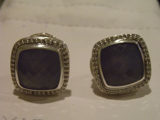 David Yurman 14mm Blue Chalcedony Diamond Earrings
