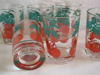 SET OF 6 VINTAGE FEDERAL GLASS RED TOMATO JUICE GLASSES   EXCELLENT 