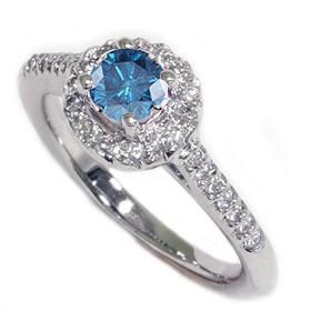 Genuine 90 Ct Blue Diamond Pave Halo Engagement Ring 14k White Gold 4 