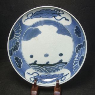 G279 Real Japanese OLD IMARI Blue and white porcelain plate 