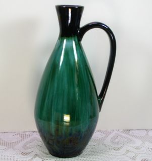 Blue Mountain Pottery BMP Green Black Huge Large 13 Tall Pitcher Vase 