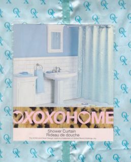 Blue Satin Polyester Fabric Bathroom Shower Curtain XOXO Home Brand 