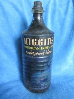 Antique Higgins American India Drawing Ink Waterproof Black 32 oz 