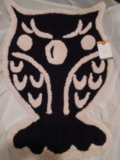   Rug Bath Mat Decorative Rug NWT Black & cream/white OWLS Accent rug