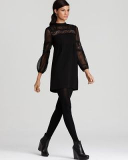   New Ponderous Black Lace Trim Bishop Sleeve Cocktail Dress 8