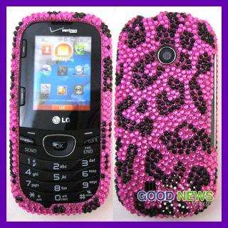   LG Cosmos 2 VN251 Pink Leopard Bling Cubics Hard Case Phone Cover