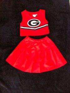 Georgia Bulldog Cheerleader Red Black Halloween Costume 2 Piece Outfit 