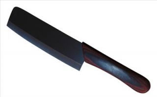 black ceramic knife chefs cleaver natural color wood