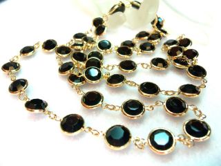   Black Bezel Set Swarovski Crystal Necklace Stunning Estate Jewelry
