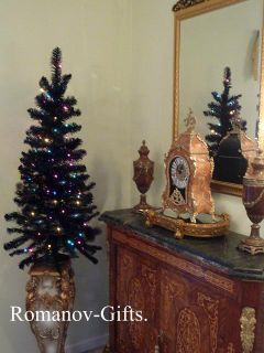 Sparkling BLACK Christmas Tree Pre lit with Multi colored lights, 4 Ft 