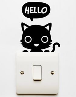 Black Cat Light Switch Wall Art Netbook Vinyl Stickers