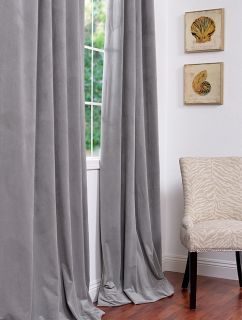 Silver Grey Pole Pocket Velvet Blackout Curtains Drapes