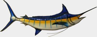 Blue Marlin Fish Mount 51 Replica Wood Carving Sculpture Wall 