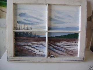 Original Acrylic Painting After The Rain Onantique Window Frame