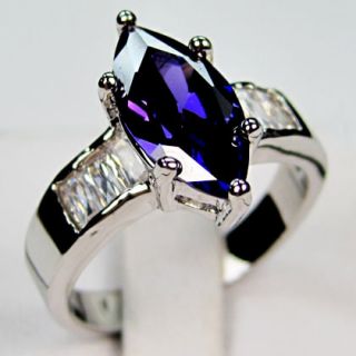 Jewelry Bland new amethyst ladys 10KT white Gold Filled Ring sz8
