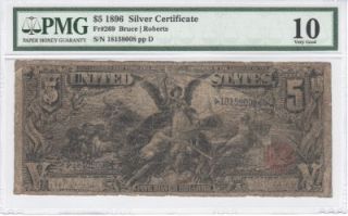 Silver Certificate, 1896, FR269, Bruce Roberts, PMG VG 10 
