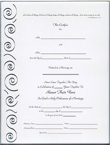 Marriage Renewal Certificate Silver Scroll Blank