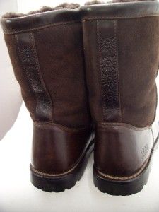 ugg mens brown leather shearling lined boots 13