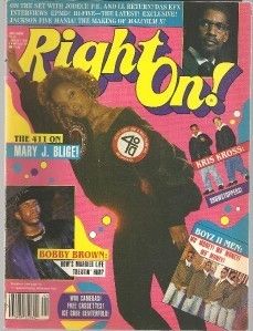Right on Magazine Jan 1993 Mary J Blige Boyz II Men
