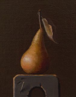 Golden Pear on A Wood Block by Abbey Ryan