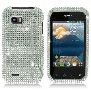   LG myTouch Q Crystal Diamond BLING Hard Case Phone Cover, Silver