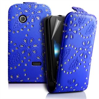 DeepBlue DIAMOND BLING FLIP LEATHER CASE COVER for Sony ST21i Xperia 