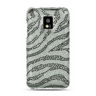 Zebra Diamond Rhinestone Bling Cover for T Mobile LG G2X Case Silver 