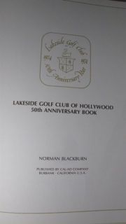 1974 Lakeside Golf Club 50th Anniver Signed by Blackburn Authors Copy 