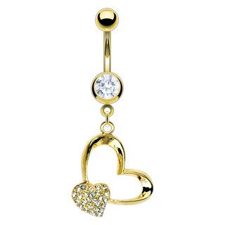 Heart Gem Gold Belly Navel Rings Body Piercing Jewelry