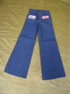 Boys Bell Bottoms Blue Jeans Pants Mechanic Exxon Mobile Oil Kids 