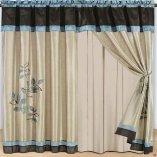 Pasadena Blue Window Curtains 2 Panels 60x84 with Attached Valance 