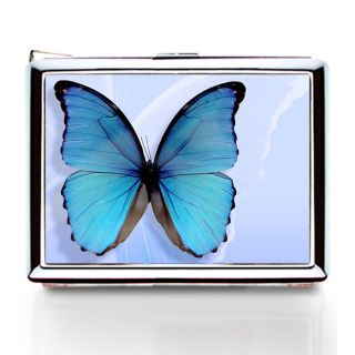 Blue Butterfly Cigarette Case Lighter Card Holder