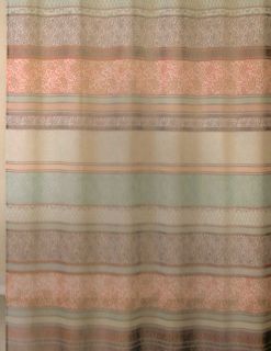 Paisley Floral Stripe Blue Brown Peach Sheer Quality Fabric Shower 