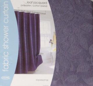Purple Blue Leaf Jacquard Fabric Shower Curtain