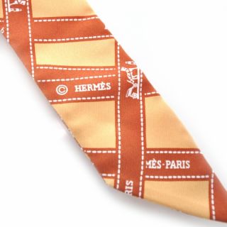 Hermes Silk Bolduc Ribbon Twilly Scarf Orange H