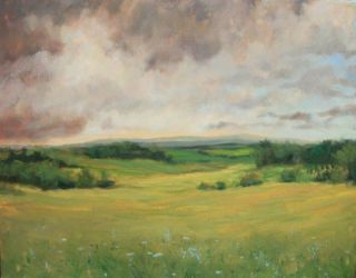 Blue Ridge Mountian Field with Queen Annes Lace oil painting by 