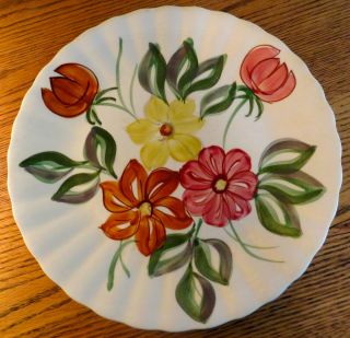 Blue Ridge Southern Potteries Plate Flowers Hand Painted Underglaze 