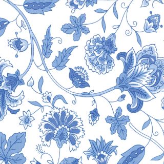 Moda Summer Breeze II Blue Floral Vines on Ivory Fabric Quilt BTY 