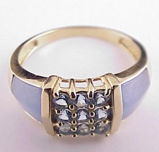 14k Yellow Gold Ring Topaz Blue Chalcedony Size 9 3 4
