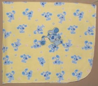 Blues Clues Yellow Flannel Embroidered Baby Receiving Blanket Blue 