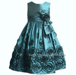 New Girls Bonnie Jean Sz 5 Teal Taffeta Easter Birthday Party Pageant 