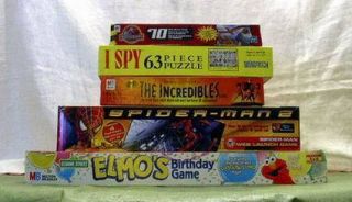 LOT of 5 Children and Family Board Games Puzzles ELMO THE INCREDIBLES 