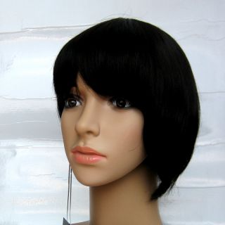   24 Off Black Asymmetric Bob Wig 100 Human Hair Wigs RGH2132 1B