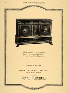 1921 Ad Robert W Irwin Co. Royal Furniture Cabinet   ORIGINAL 