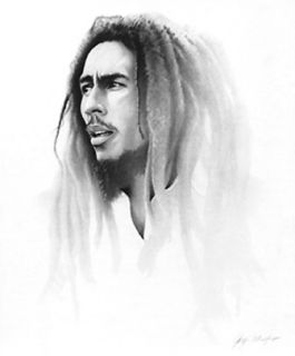 Bob Marley portrait by Gary Saderup black & white open ed paper print 