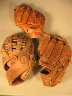 Lot of 3 Spalding Baseball Glove Bobby Murcer Yankees