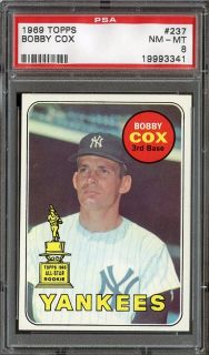 1969 Topps 237 Bobby Cox RC PSA 8 Yankees