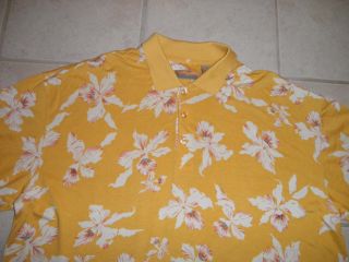 Bobby Chan Mens Silk Hawaiian Polo Shirt XXL Short Sleeves Yellow 