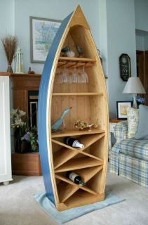 ft Boat Wine Rack Glass Holder Bookcase Shelf Canoe Hand Crafted 