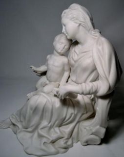 Scarce Boehm Porcelain Mother Child Figurine 8 Seated Madonna Parian 
